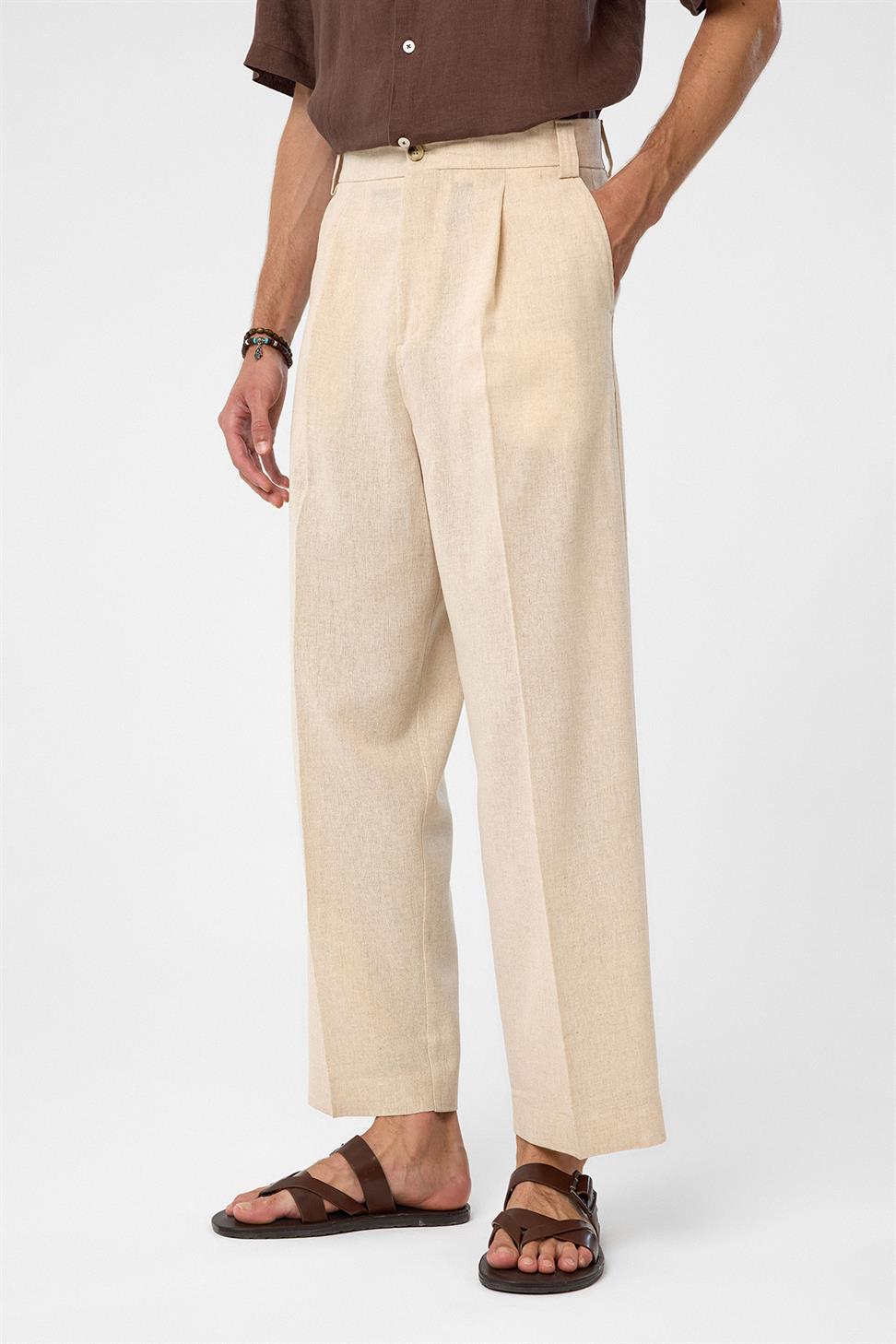 Antioch Taş Yüksek Bel Pileli Relax Fit Erkek Pantolon