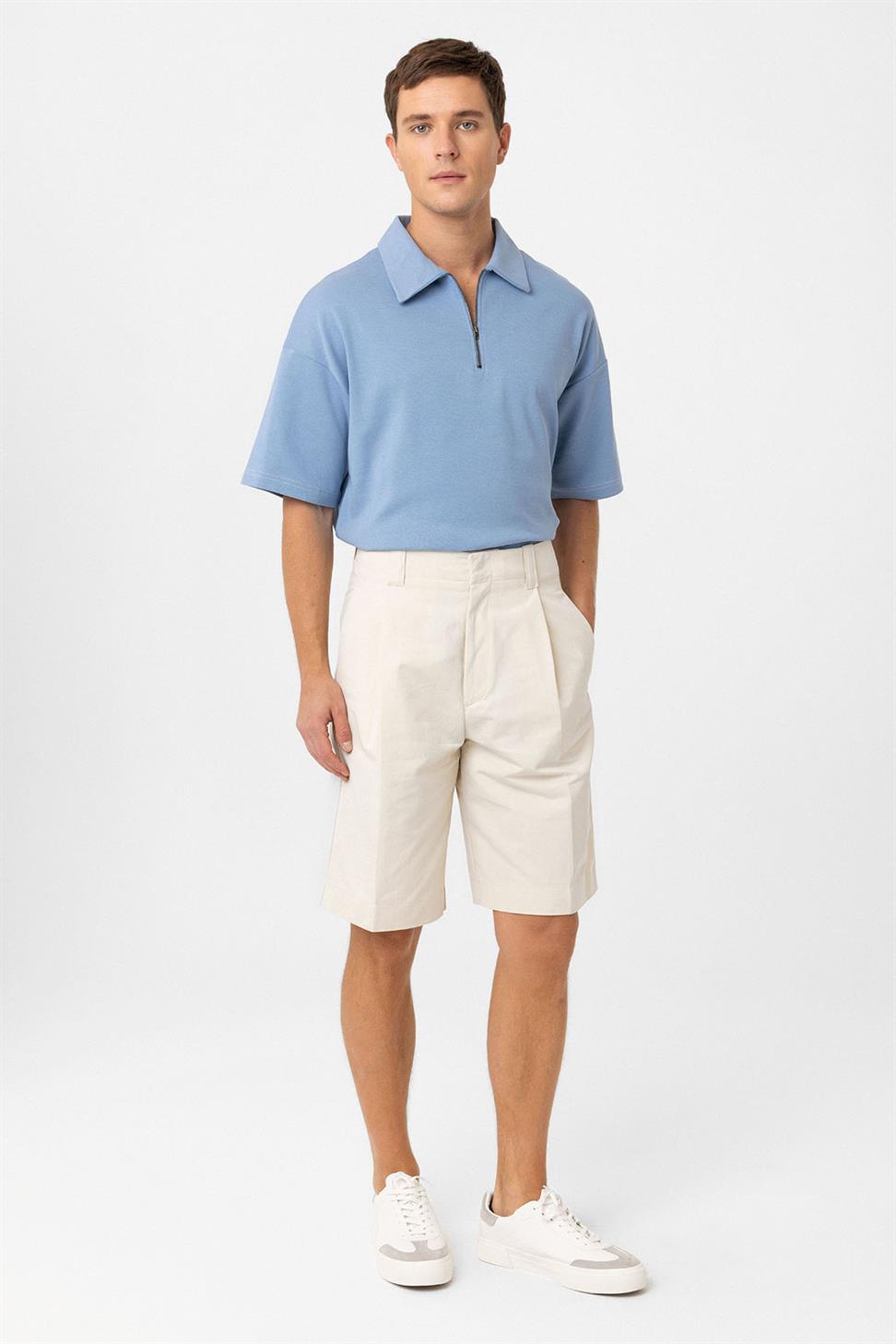 Antioch Taş Yüksek Bel Pileli Relaxed Bermuda Erkek Şort