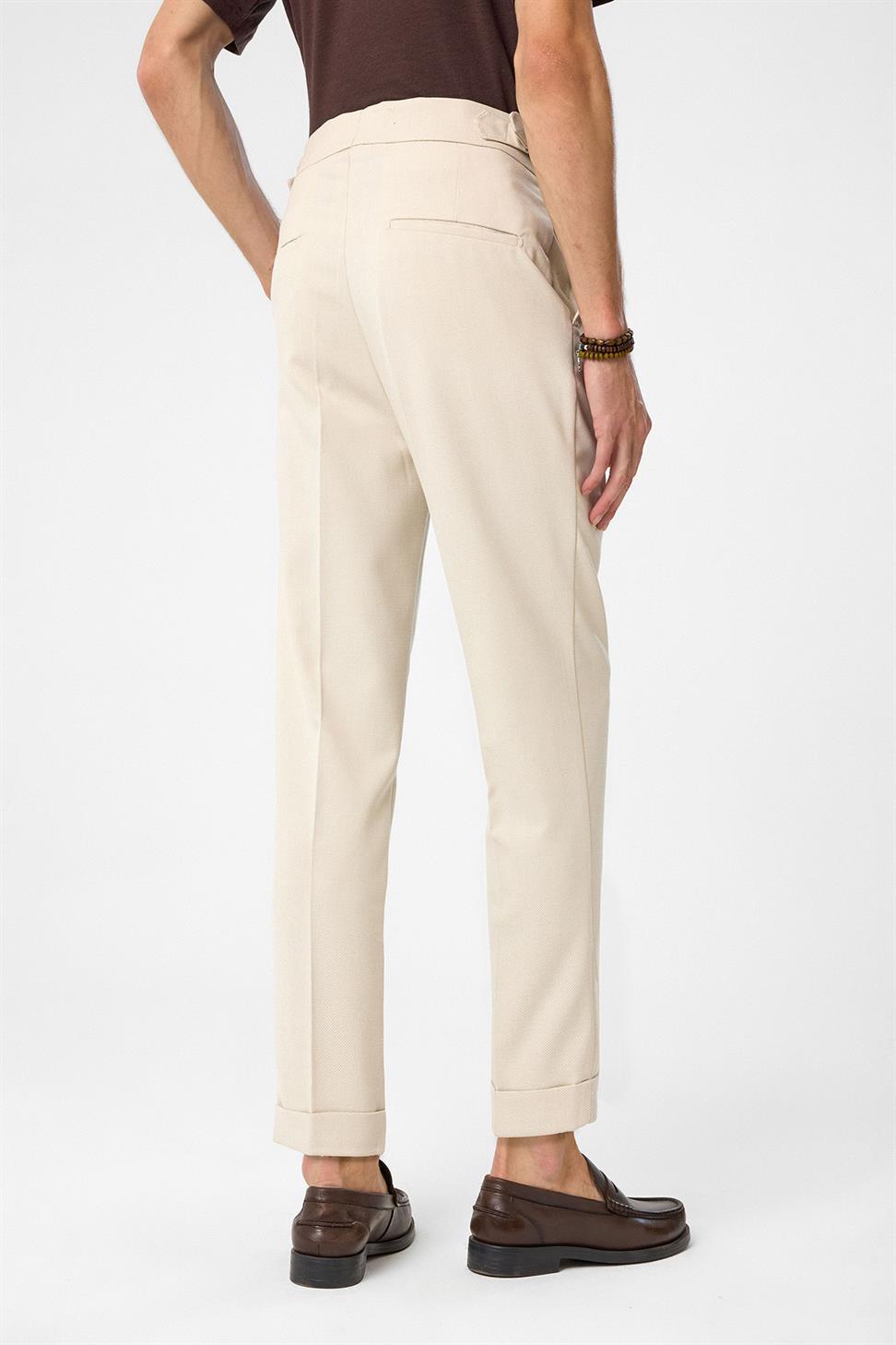 Antioch Taş Yüksek Bel Yandan Tokalı Pileli Kumaş Pantolon