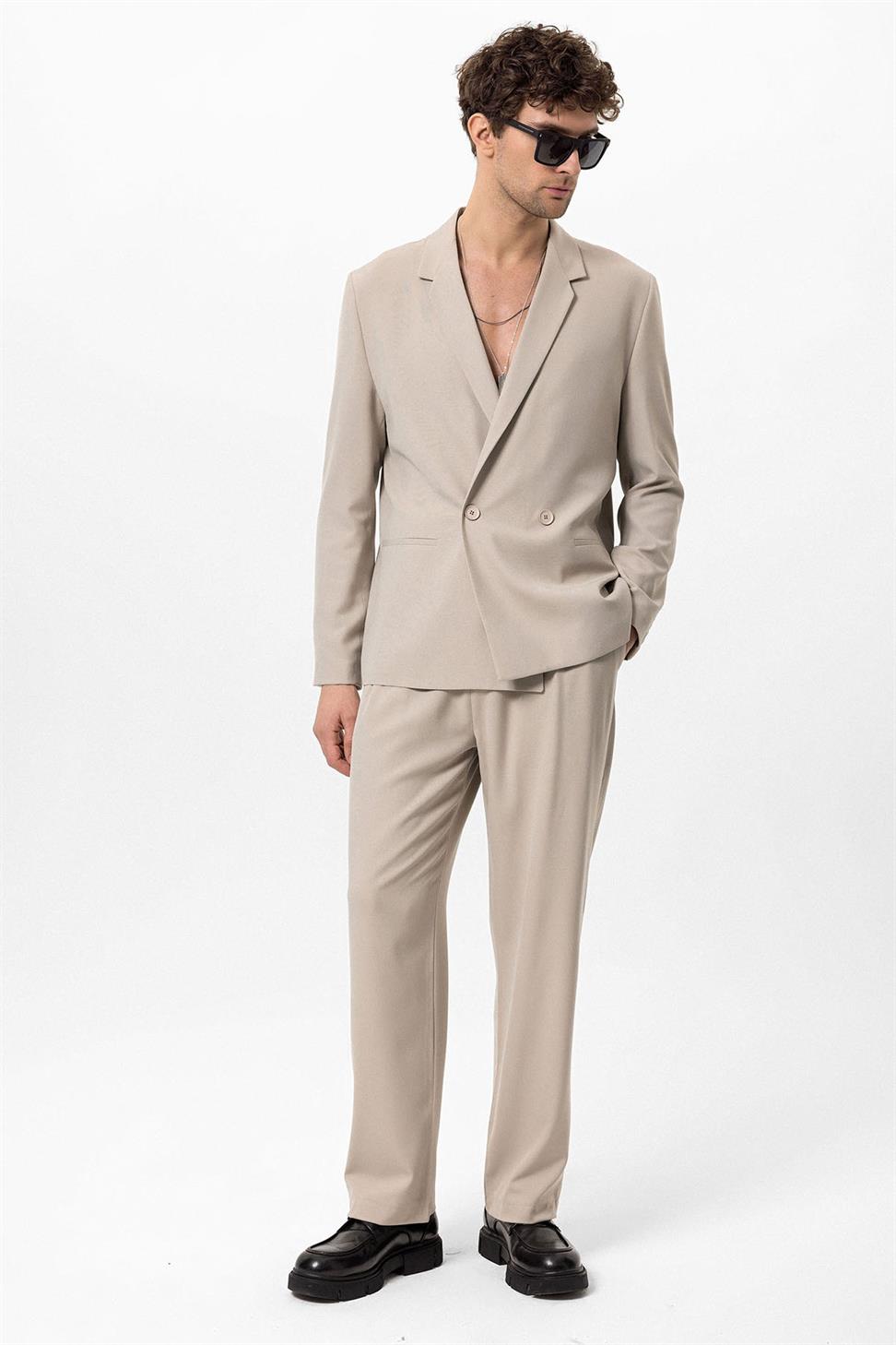 Antioch Taş Tek Düğme Kruvaze Kapama Erkek Blazer Ceket