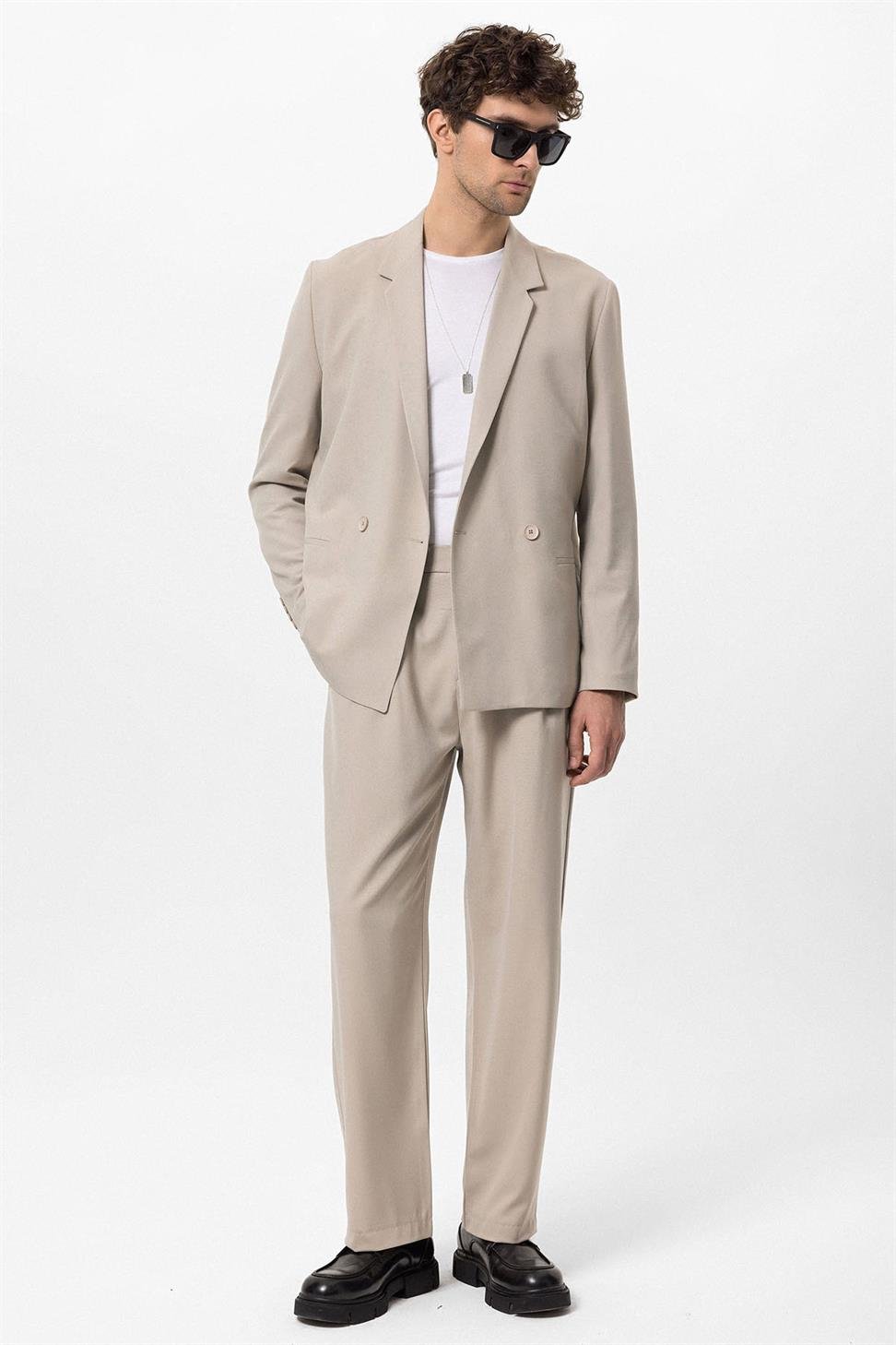 Antioch Taş Tek Düğme Kruvaze Kapama Erkek Blazer Ceket