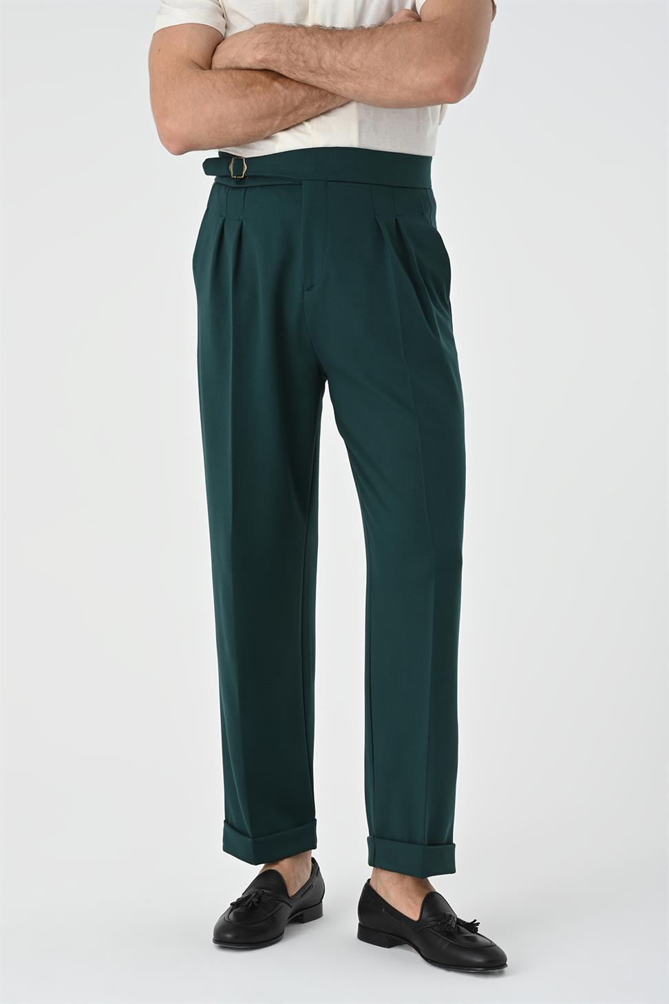 مشبك مفصل مطوي سراويل عالية الخصر للرجال