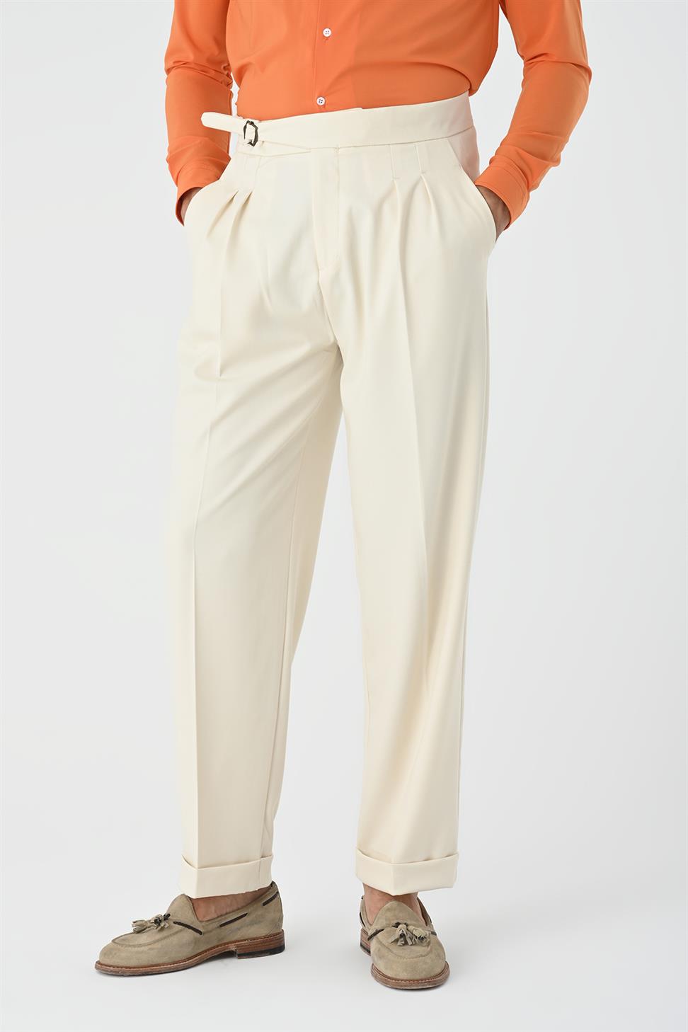 مشبك مفصل مطوي سراويل عالية الخصر للرجال