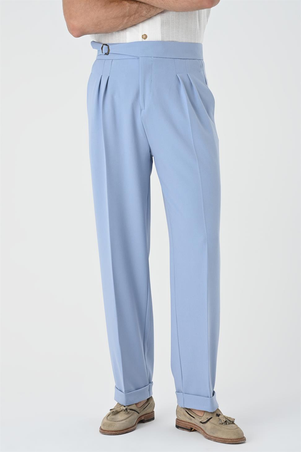 مشبك مفصل مطوي سراويل عالية الخصر للرجال