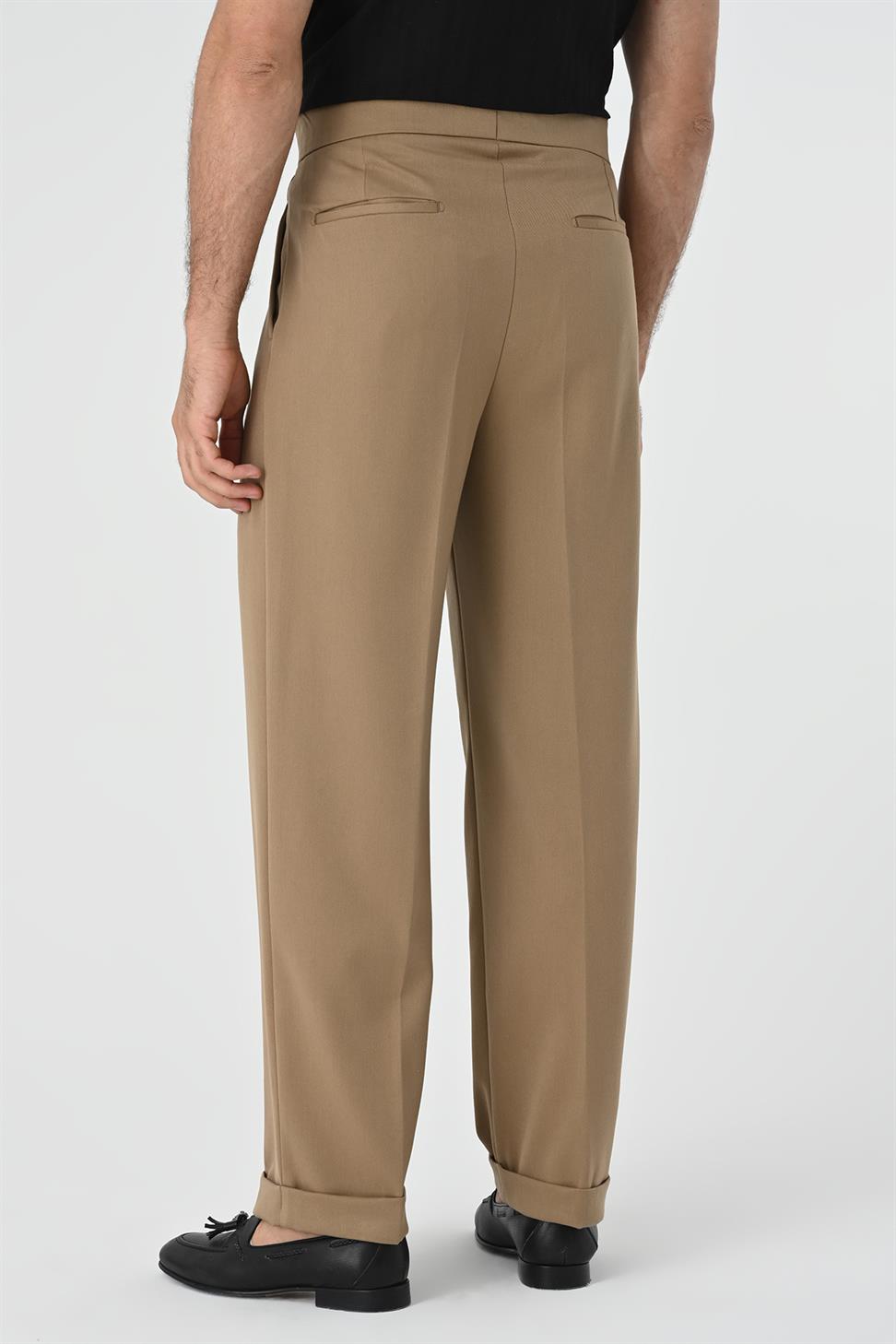 مشبك مفصل مطوي سراويل عالية الخصر للرجال