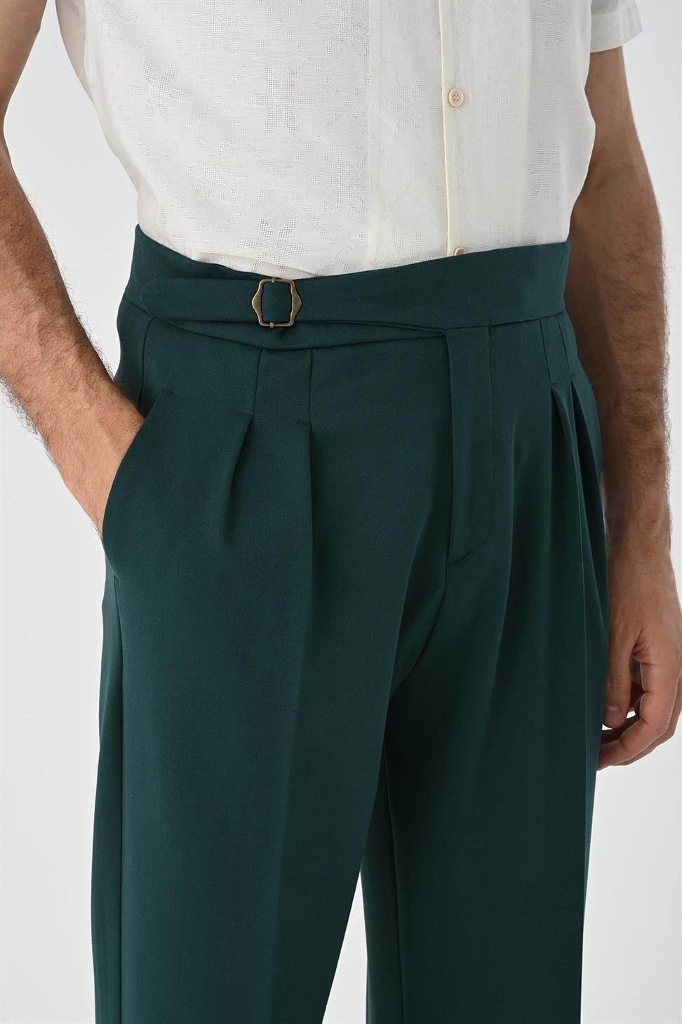 مشبك مفصل مطوي سراويل عالية الخصر للرجال