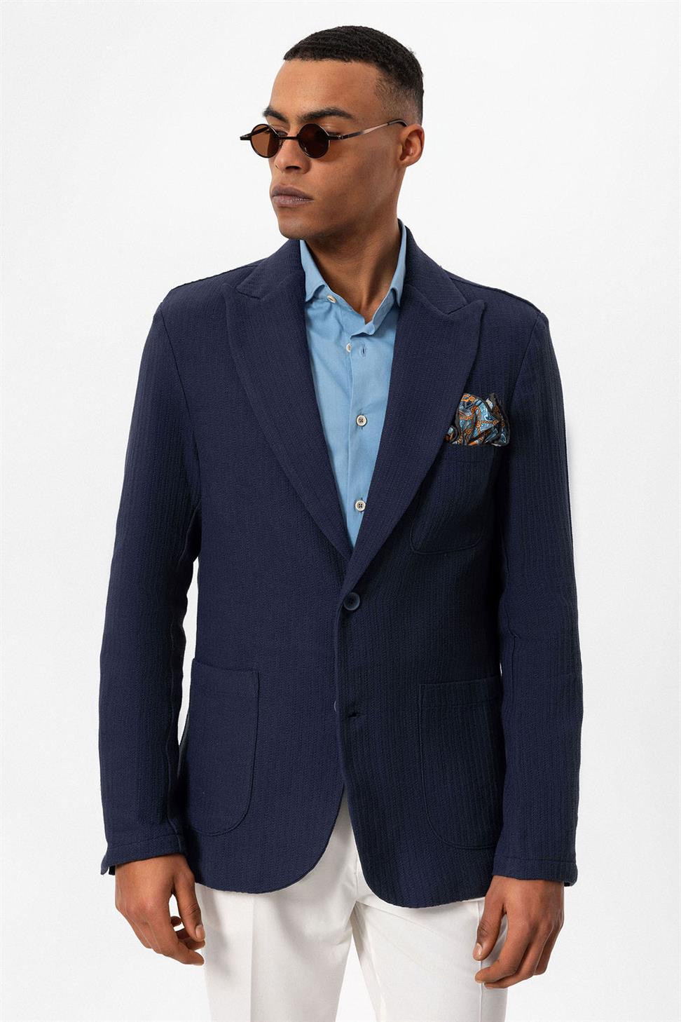 Unlined Mens Blazer Jacket with Bag Pockets