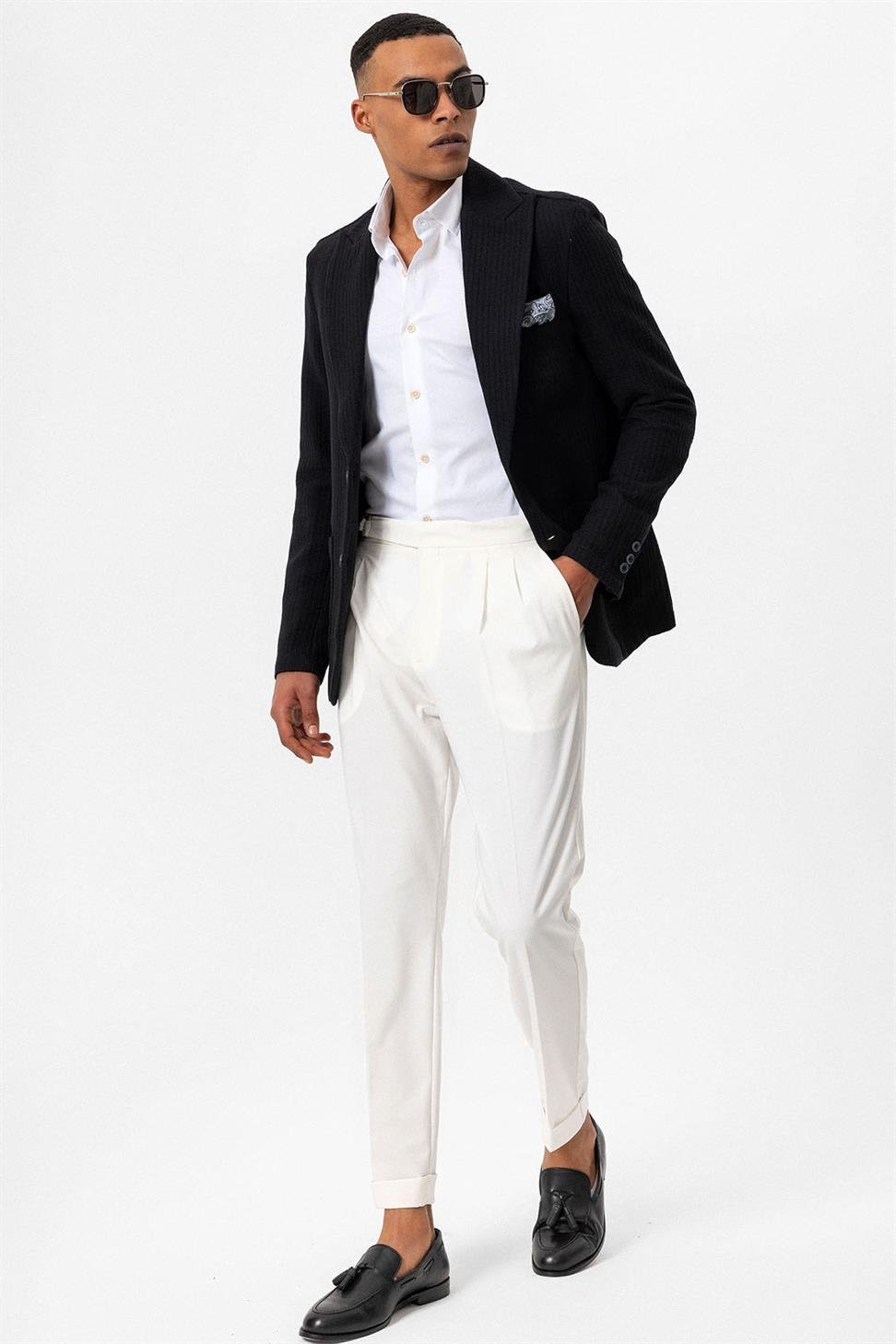 Antioch Siyah Torba Cepli Astarsız Erkek Blazer Ceket