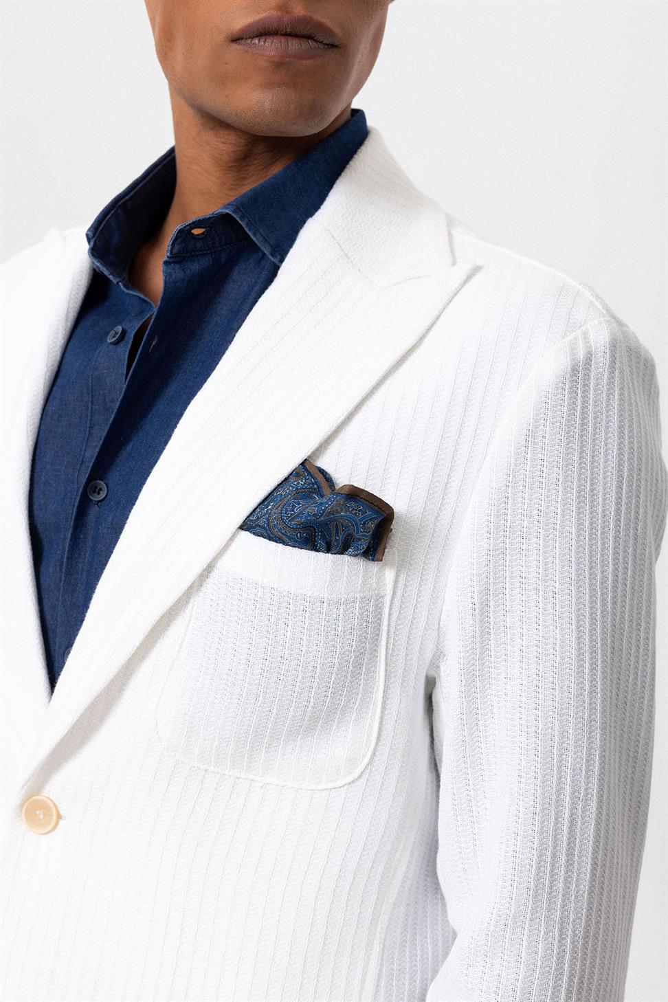 Antioch Ekru Torba Cepli Astarsız Erkek Blazer Ceket