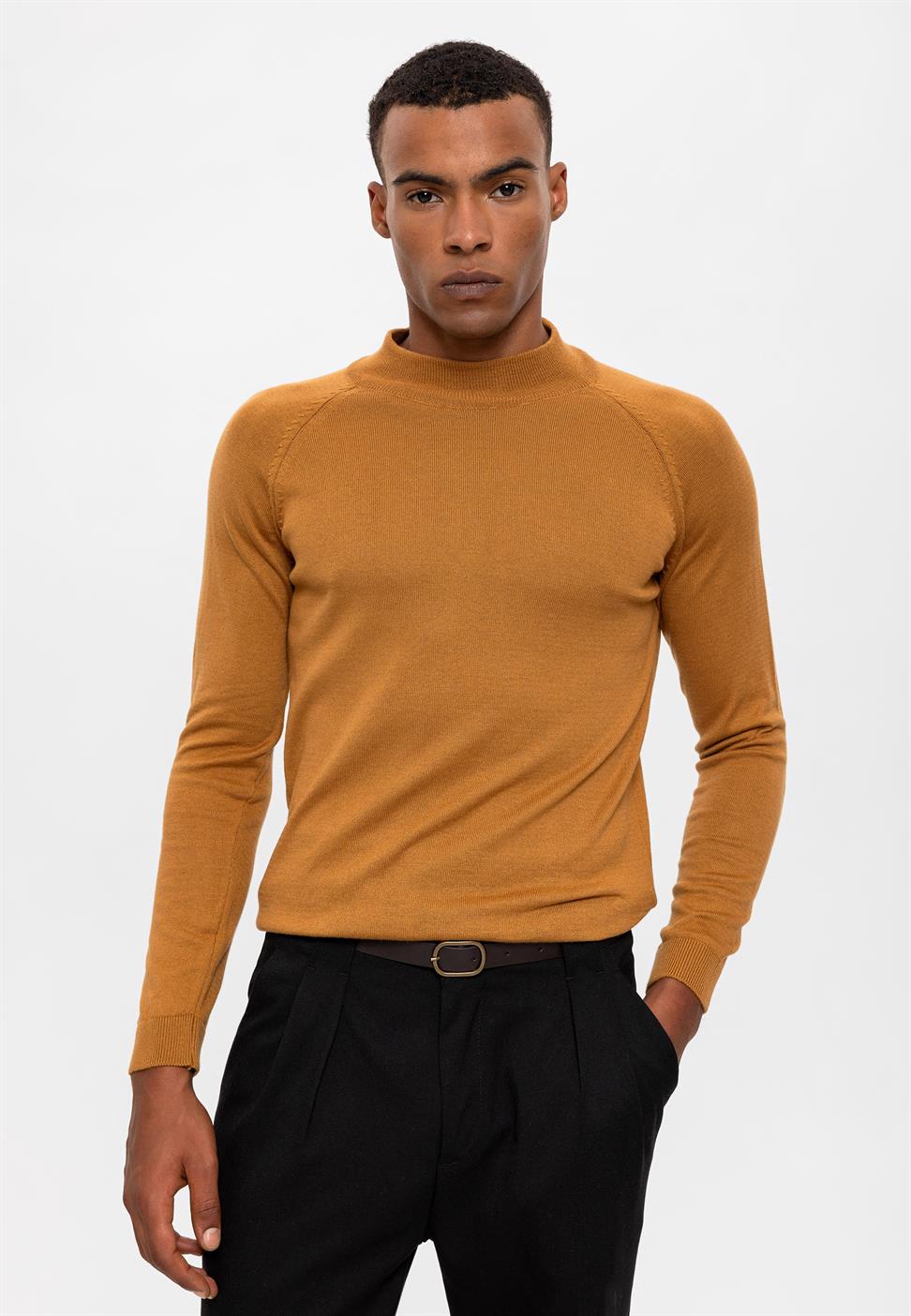 Antioch Tütün Yarım Boğazlı Erkek Triko