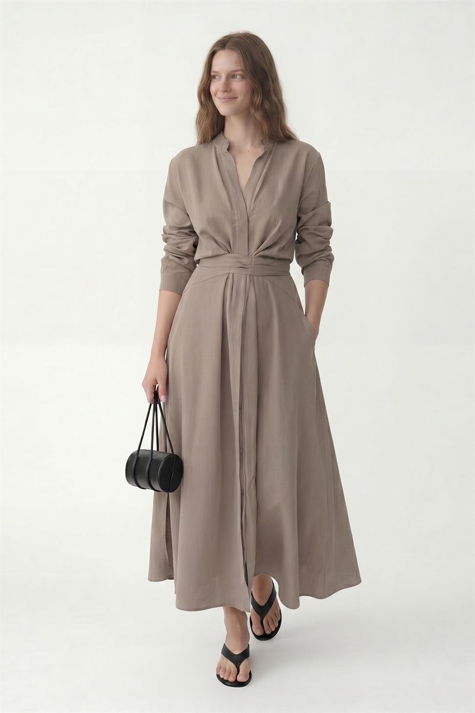 فستان نسائي بحزام من 100% ليوسيل