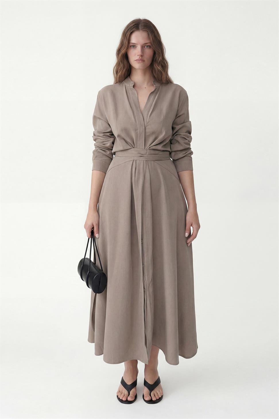 فستان نسائي بحزام من 100% ليوسيل