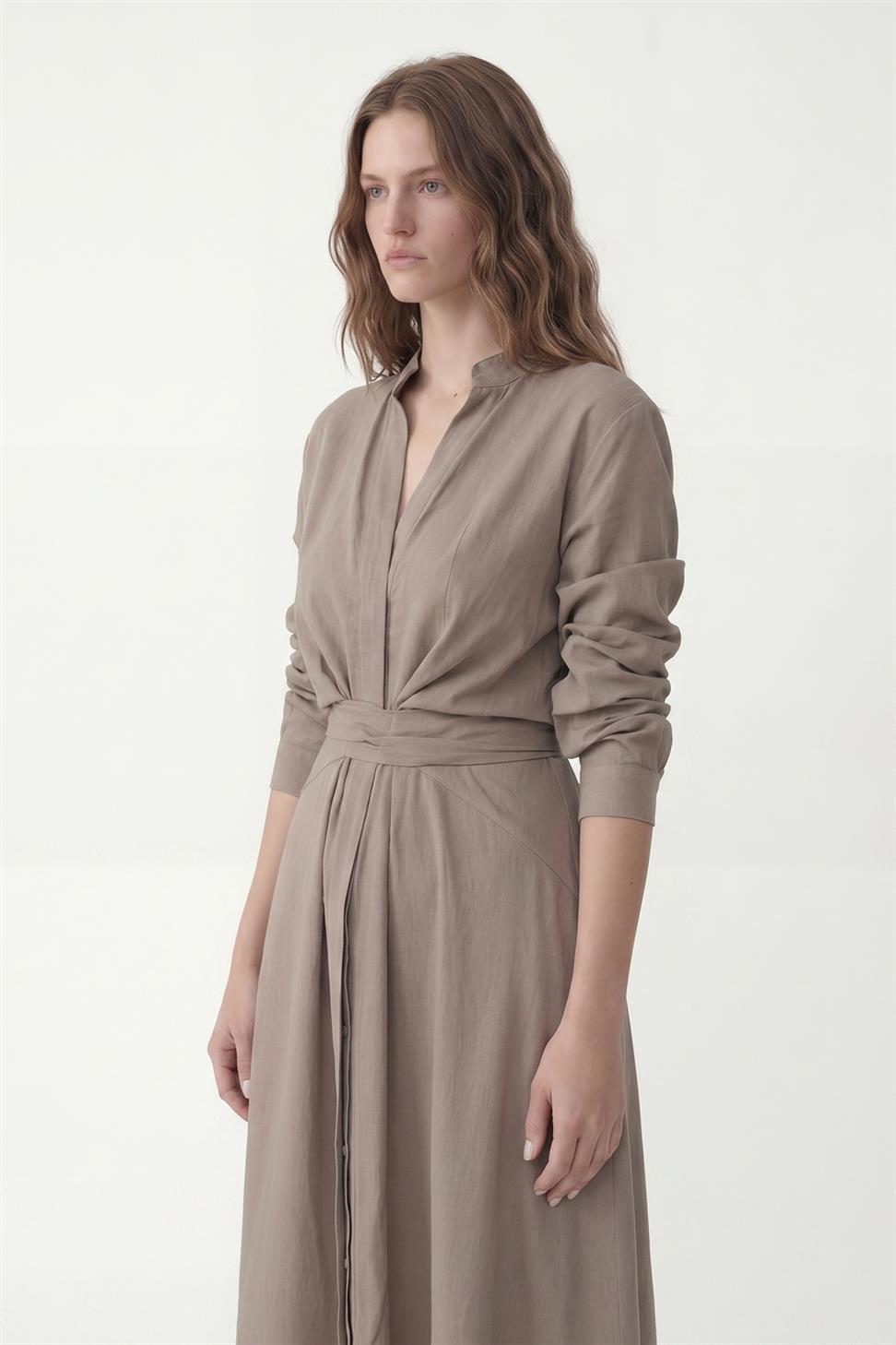 فستان نسائي بحزام من 100% ليوسيل