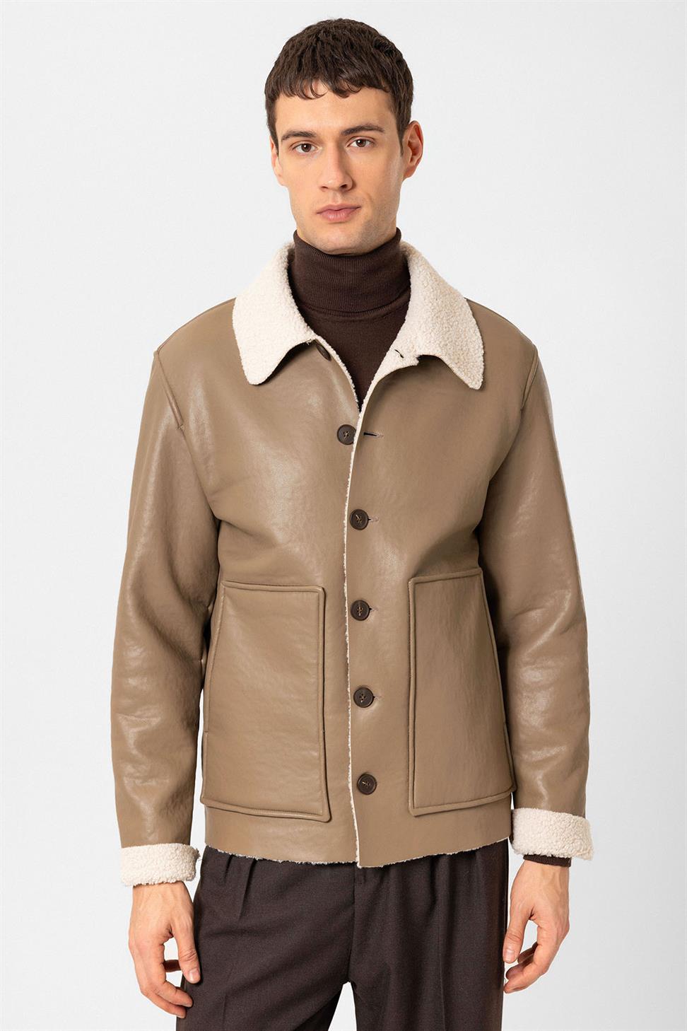 Antioch Vizon Astar Detaylı Suni Deri Erkek Mont