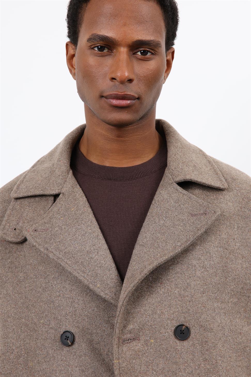 Antioch Vizon Kruvaze Kapama Kısa Erkek Kaban