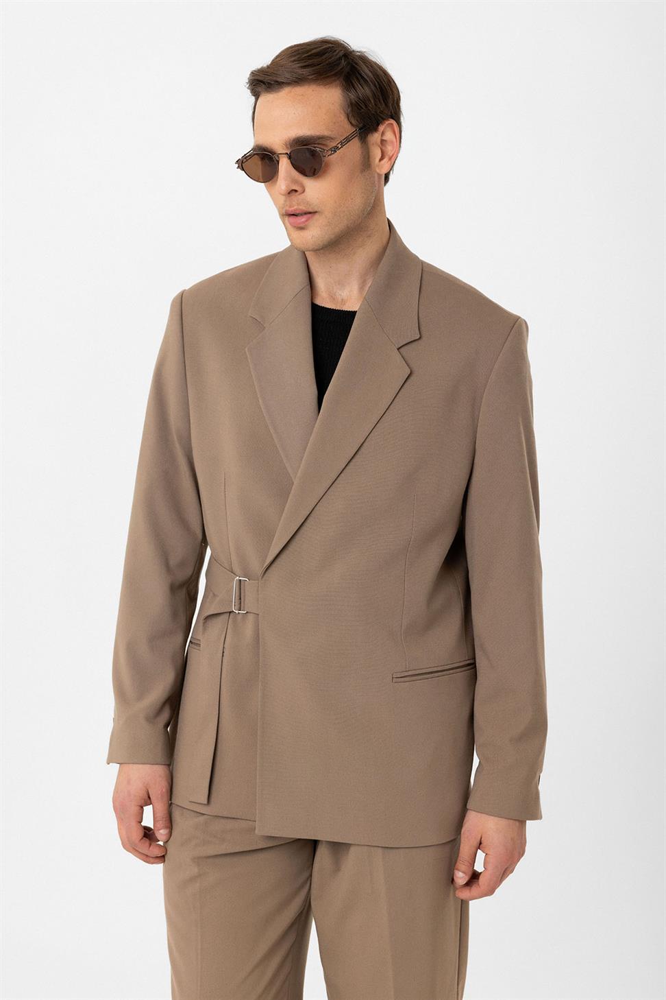 Antioch Vizon Kuşaklı Relax Fit Erkek Blazer Ceket