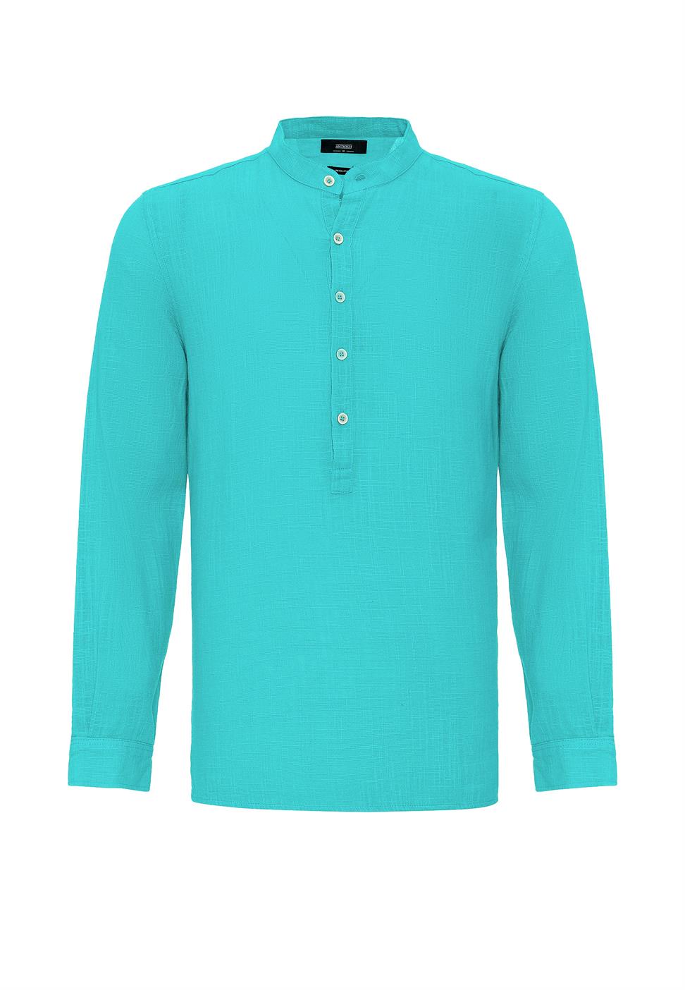 قميص رجالي ذو ياقة القاضي بإغلاق نصف بات