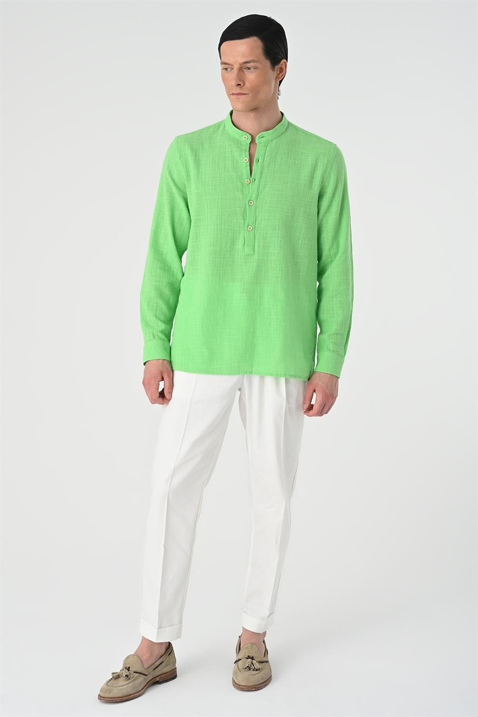 قميص رجالي ذو ياقة القاضي بإغلاق نصف بات