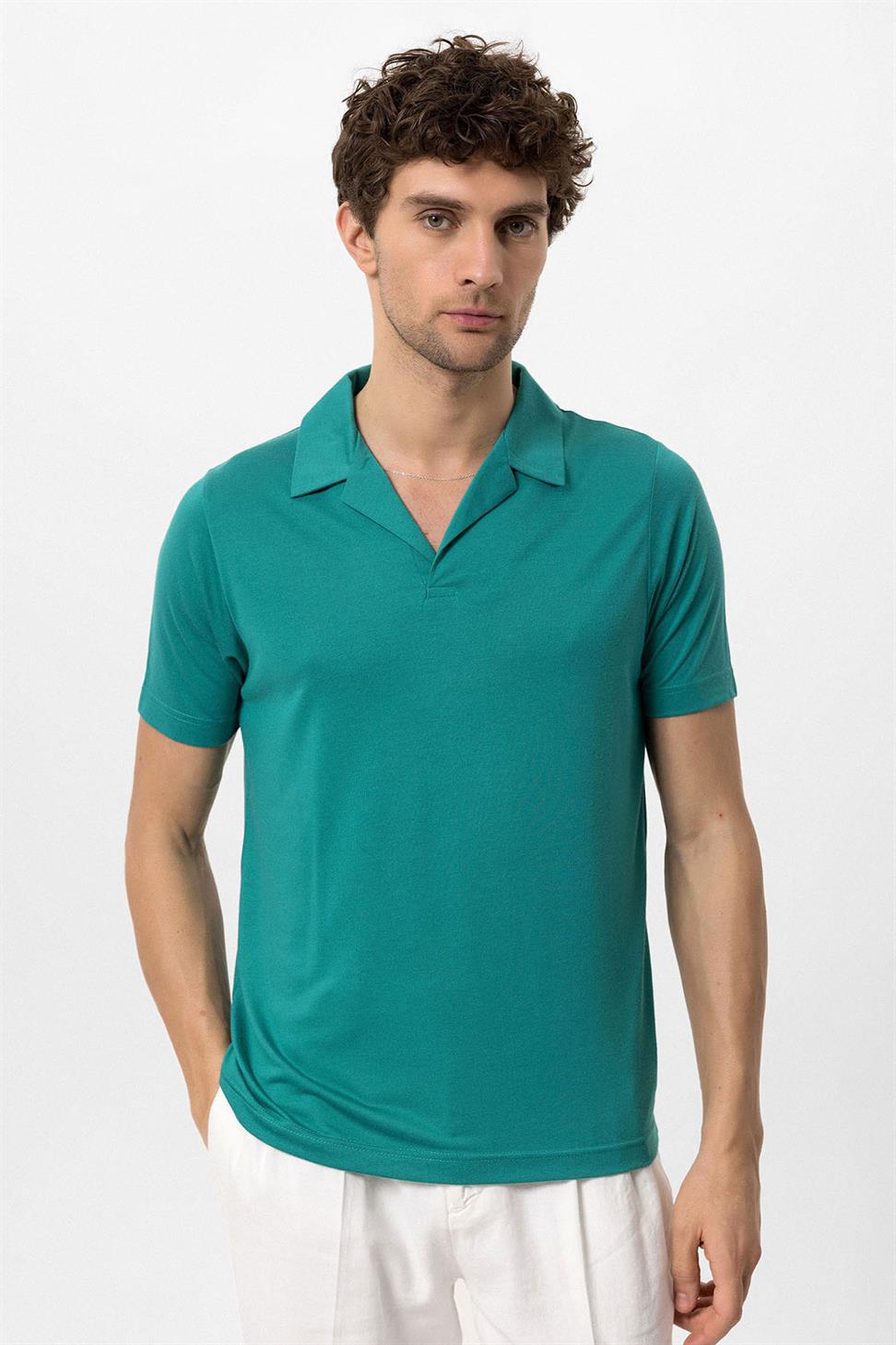 Antioch Yeşil Apaş Yaka Regular Fit Erkek T-Shirt