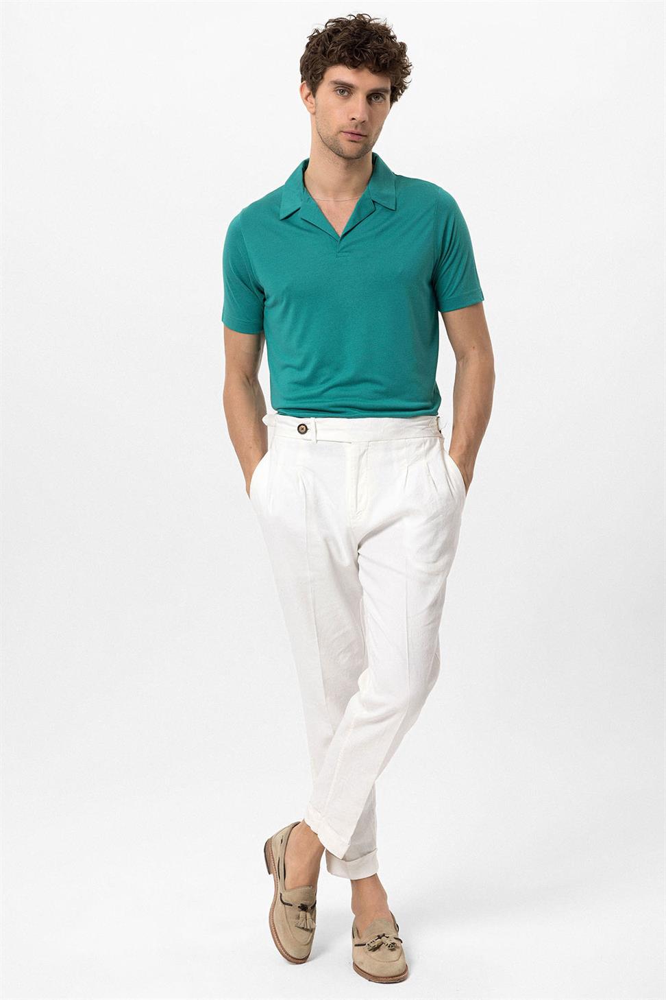 Antioch Yeşil Apaş Yaka Regular Fit Erkek T-Shirt