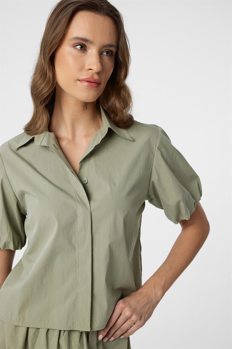 Antioch Yeşil Balon Kol Kadın Gömlek