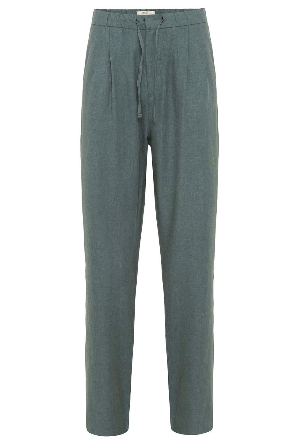 بنطلون رجالي فضفاض من مزيج الكتان للرجال برباط خصر