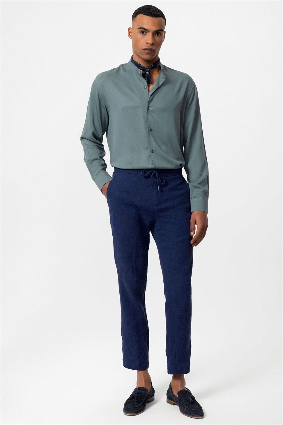 قميص رجالي بياقة القاضي بياقة عادية