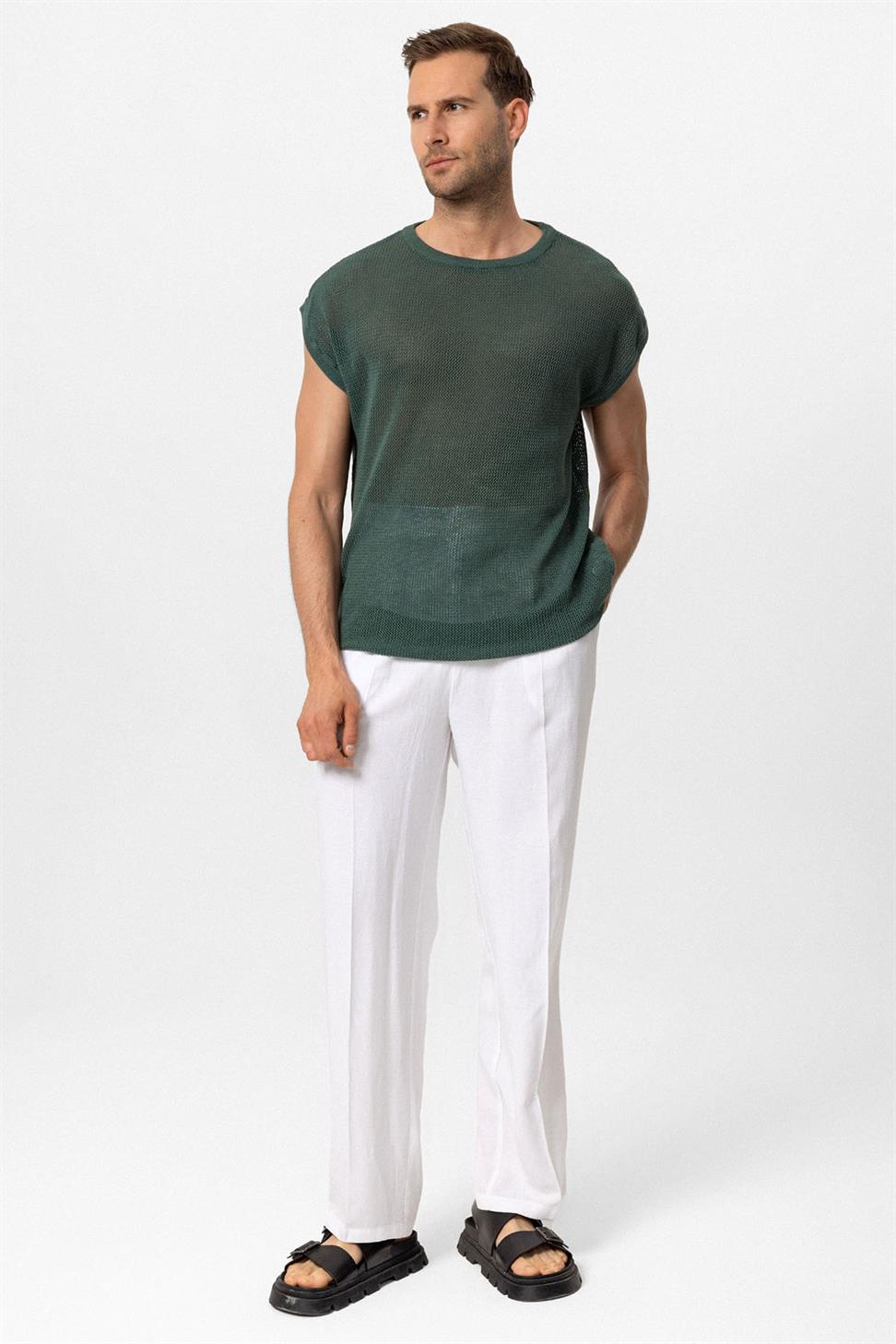 تي شيرت رجالي مخرم بدون أكمام للرجال