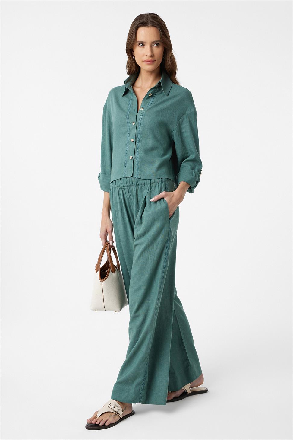 Antioch Yeşil Şeritli Kadın Gömlek