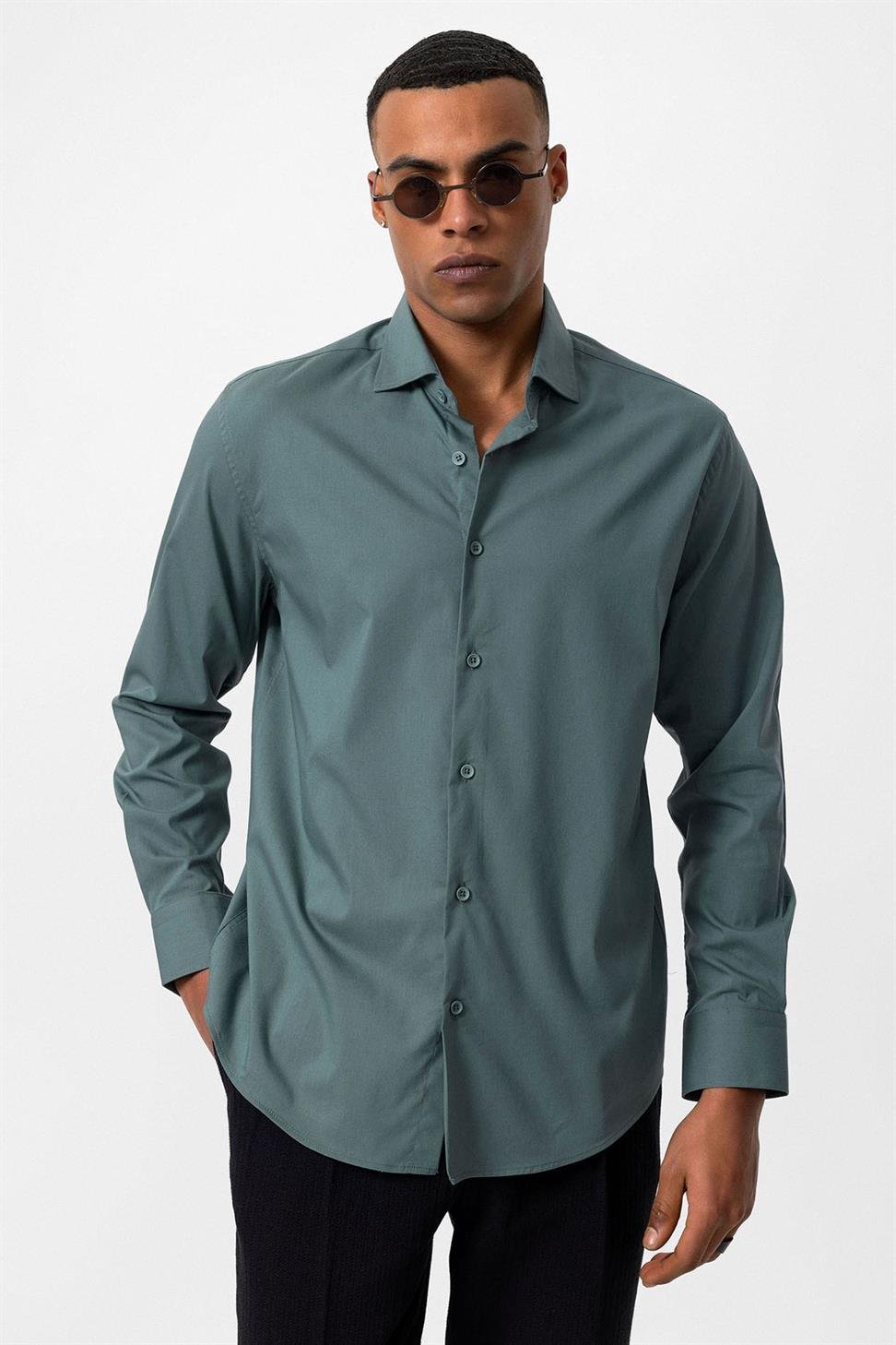 قميص رجالي كلاسيكي بقصة ضيقة كلاسيكية