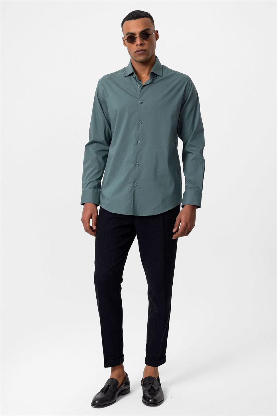 قميص رجالي كلاسيكي بقصة ضيقة كلاسيكية