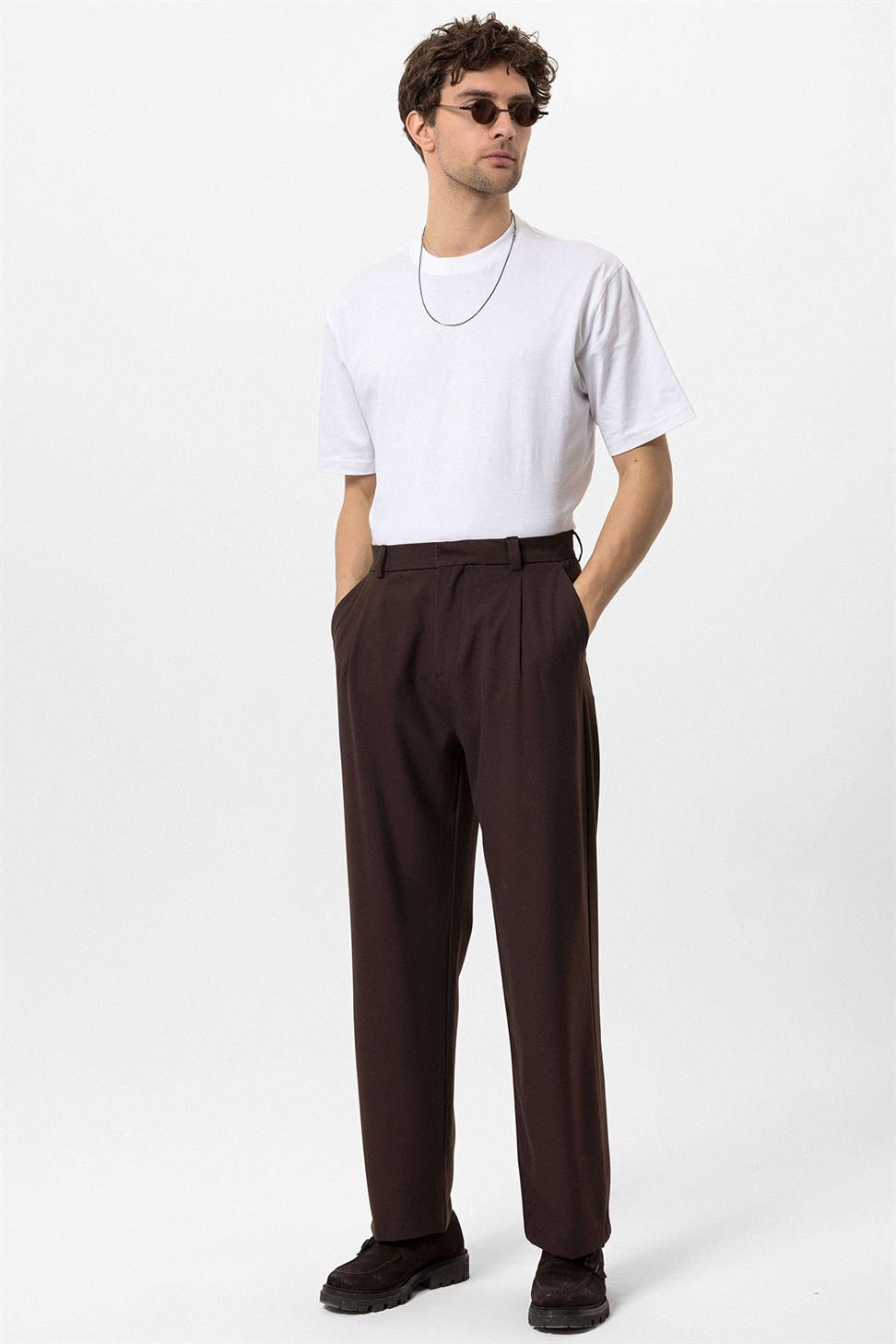 بنطلون رجالي فضفاض عالي الخصر