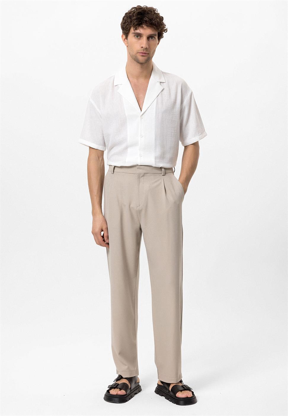 بنطلون رجالي فضفاض عالي الخصر