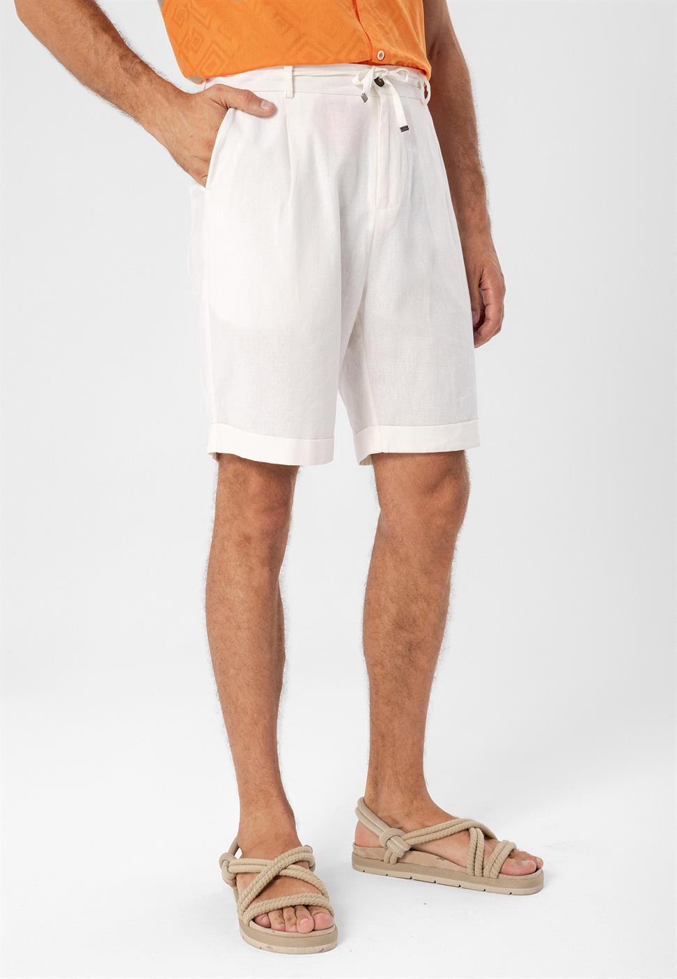 ارتفاع الخصر الرباط مطوي شورت الرجال