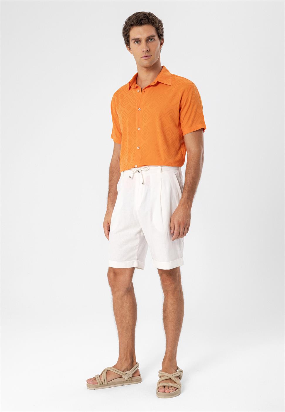 ارتفاع الخصر الرباط مطوي شورت الرجال