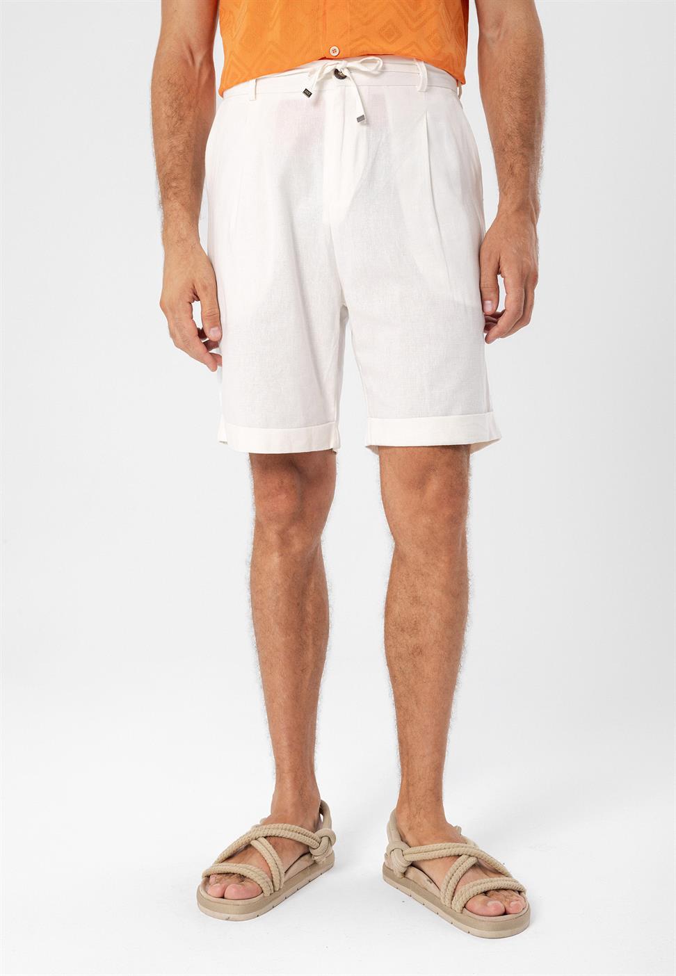 ارتفاع الخصر الرباط مطوي شورت الرجال