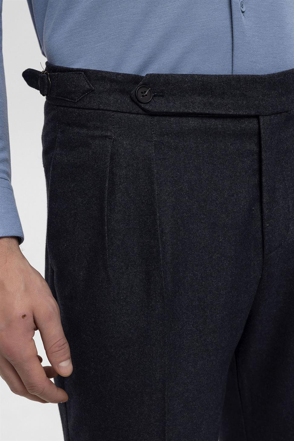 بنطلون رجالي عالي الخصر مطوي مزدوج