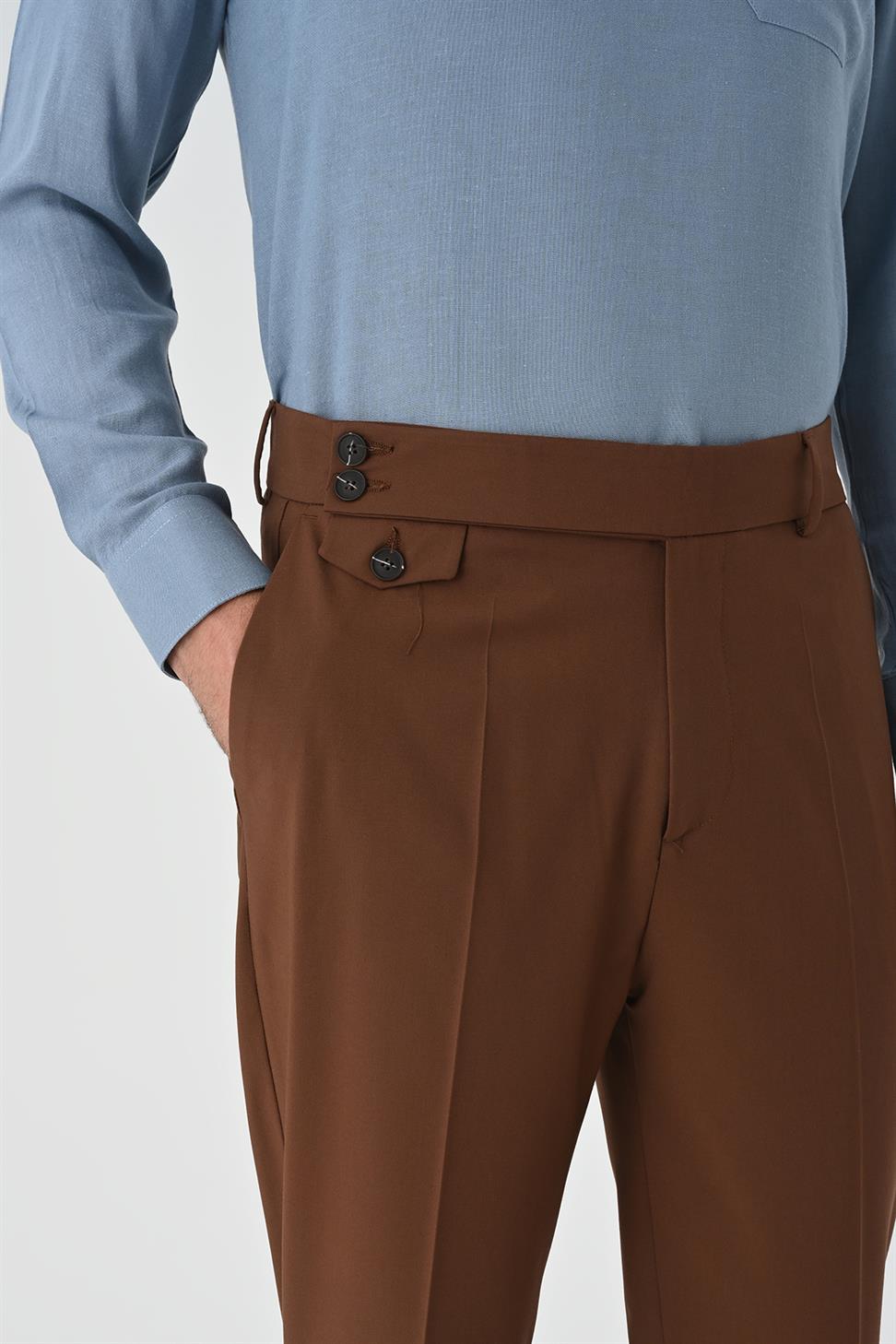 ارتفاع الخصر زر إغلاق السراويل الرجالية