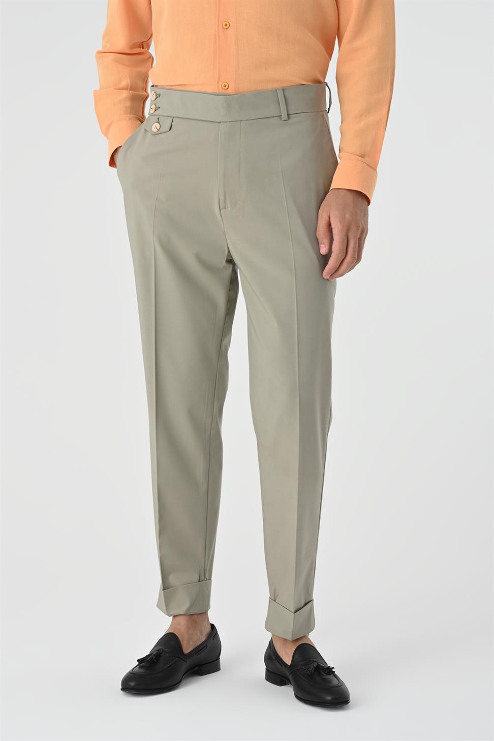 ارتفاع الخصر زر إغلاق السراويل الرجالية