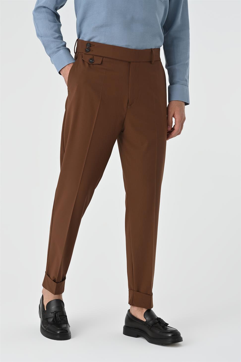 ارتفاع الخصر زر إغلاق السراويل الرجالية