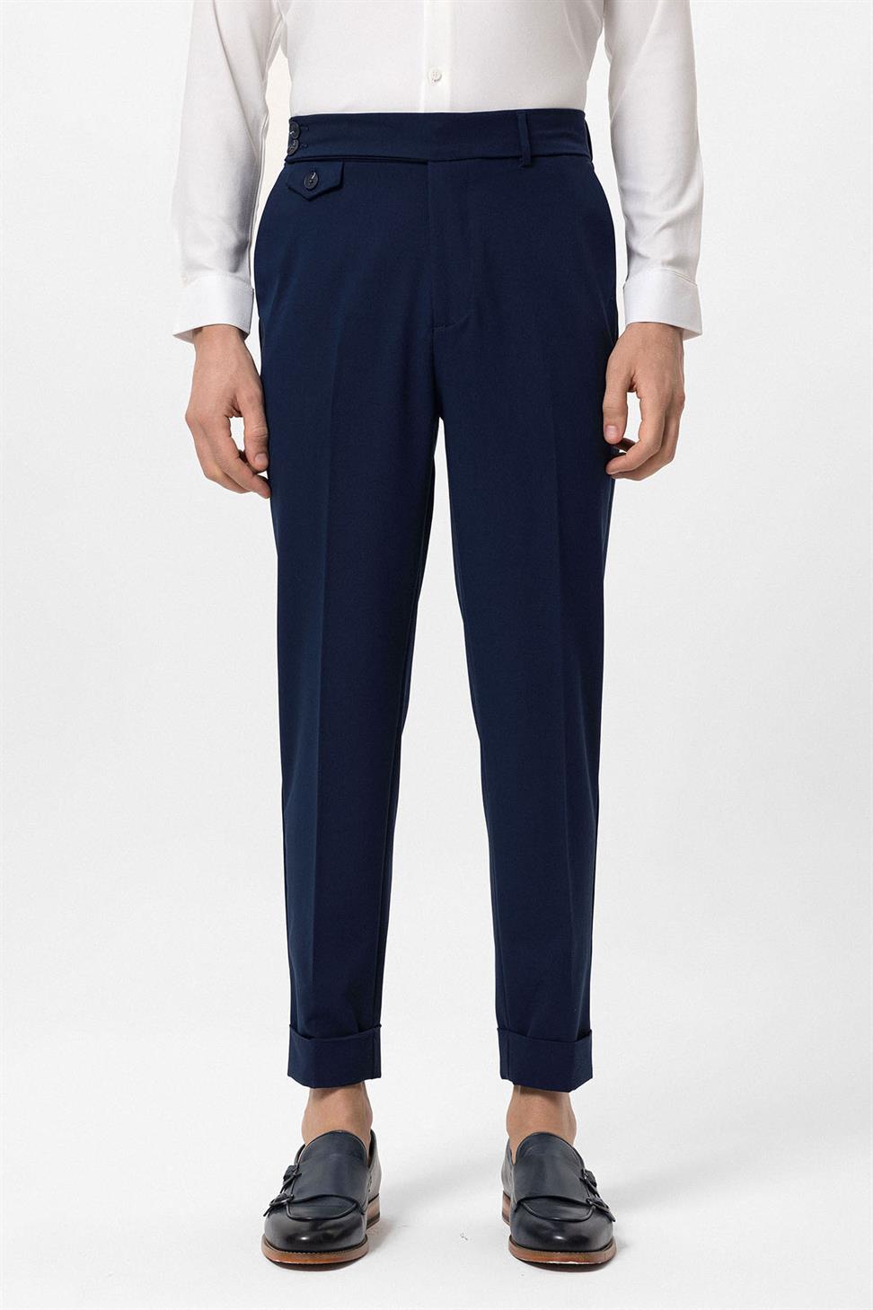 ارتفاع الخصر زر إغلاق السراويل الرجالية