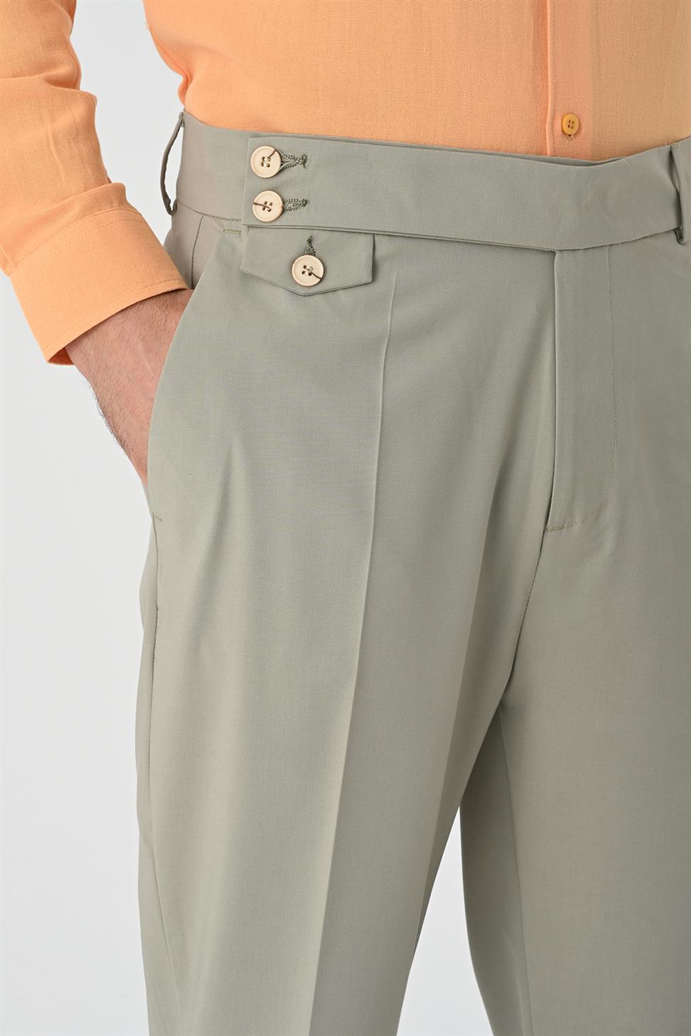 ارتفاع الخصر زر إغلاق السراويل الرجالية