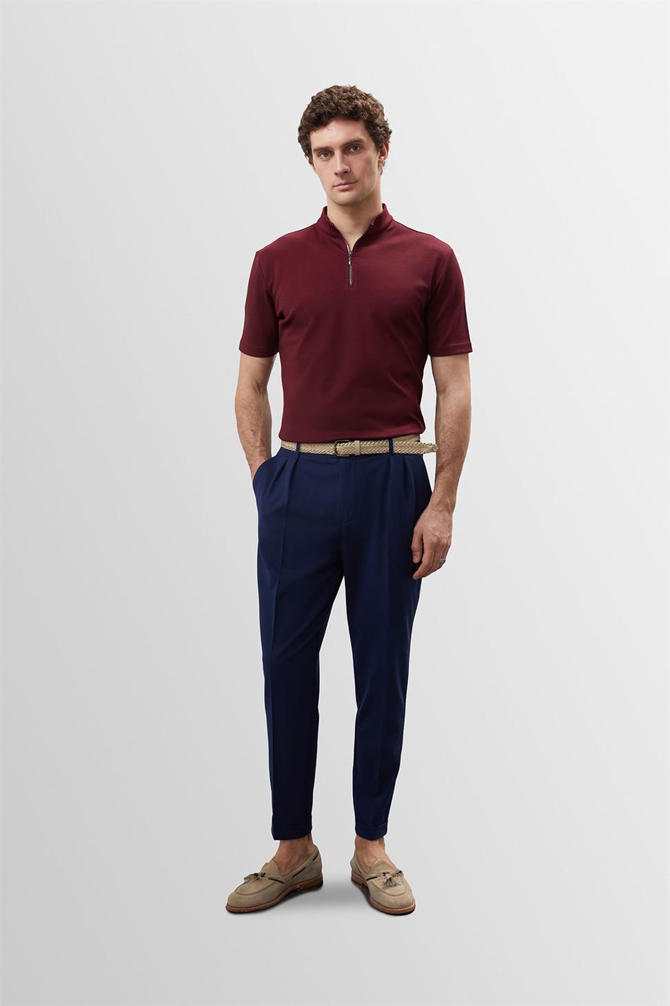 بنطلون عالي الخصر بحزام