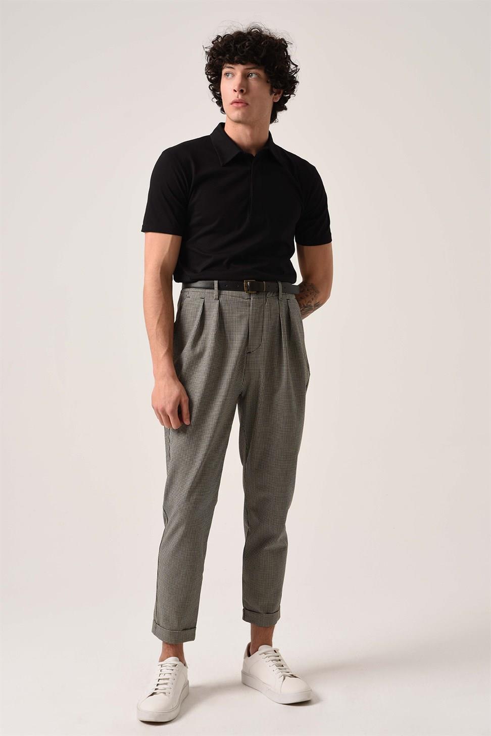 بنطلون عالي الخصر بحزام