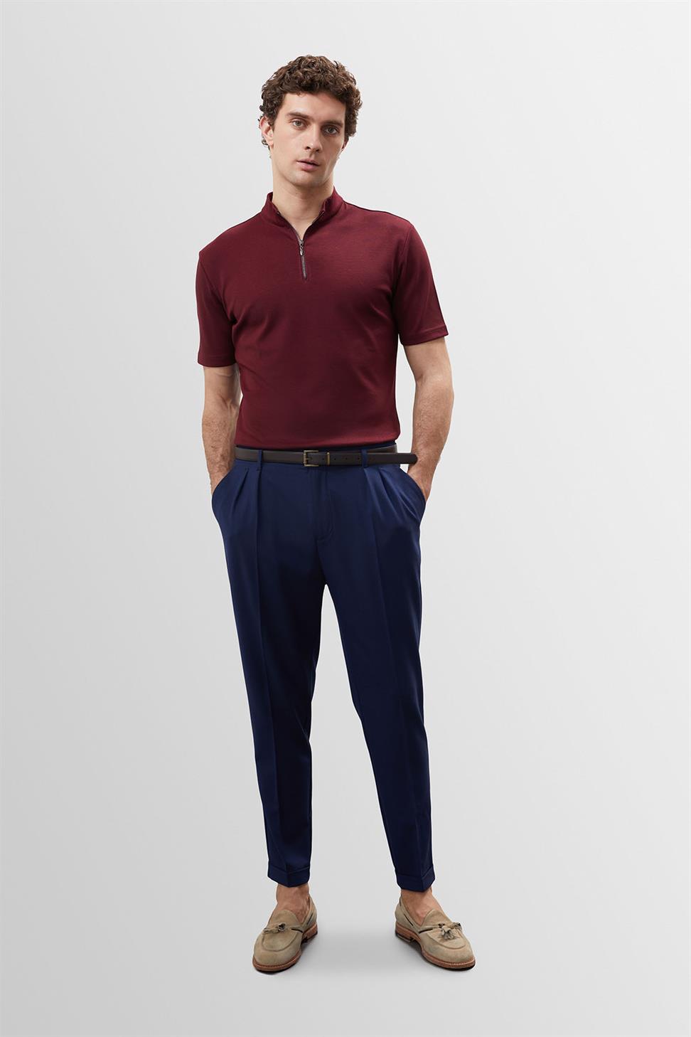 بنطلون عالي الخصر بحزام