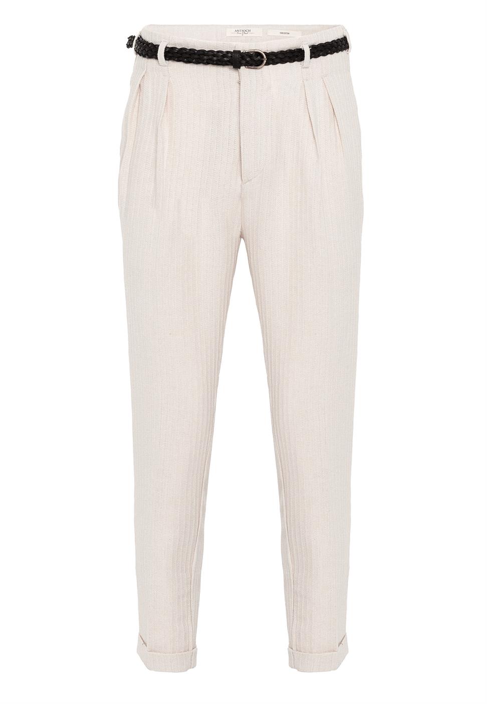 ارتفاع الخصر مربوط بنطلون مطوي للرجال