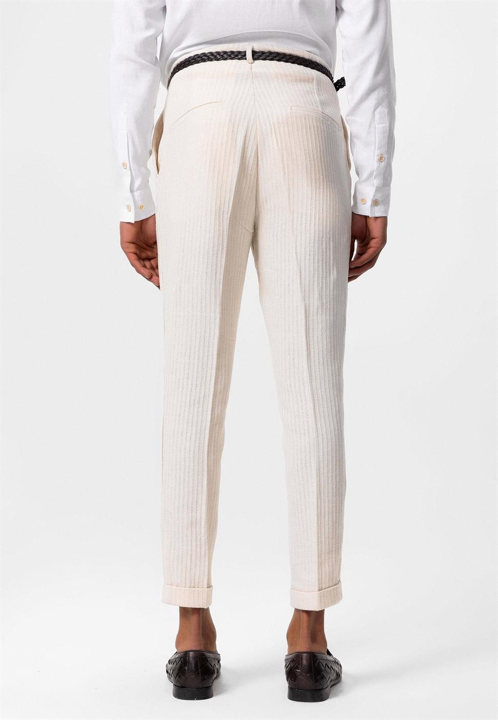 ارتفاع الخصر مربوط بنطلون مطوي للرجال