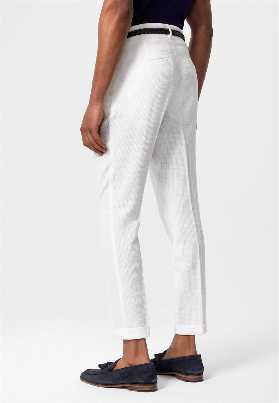 ارتفاع الخصر مربوط بنطلون مطوي للرجال