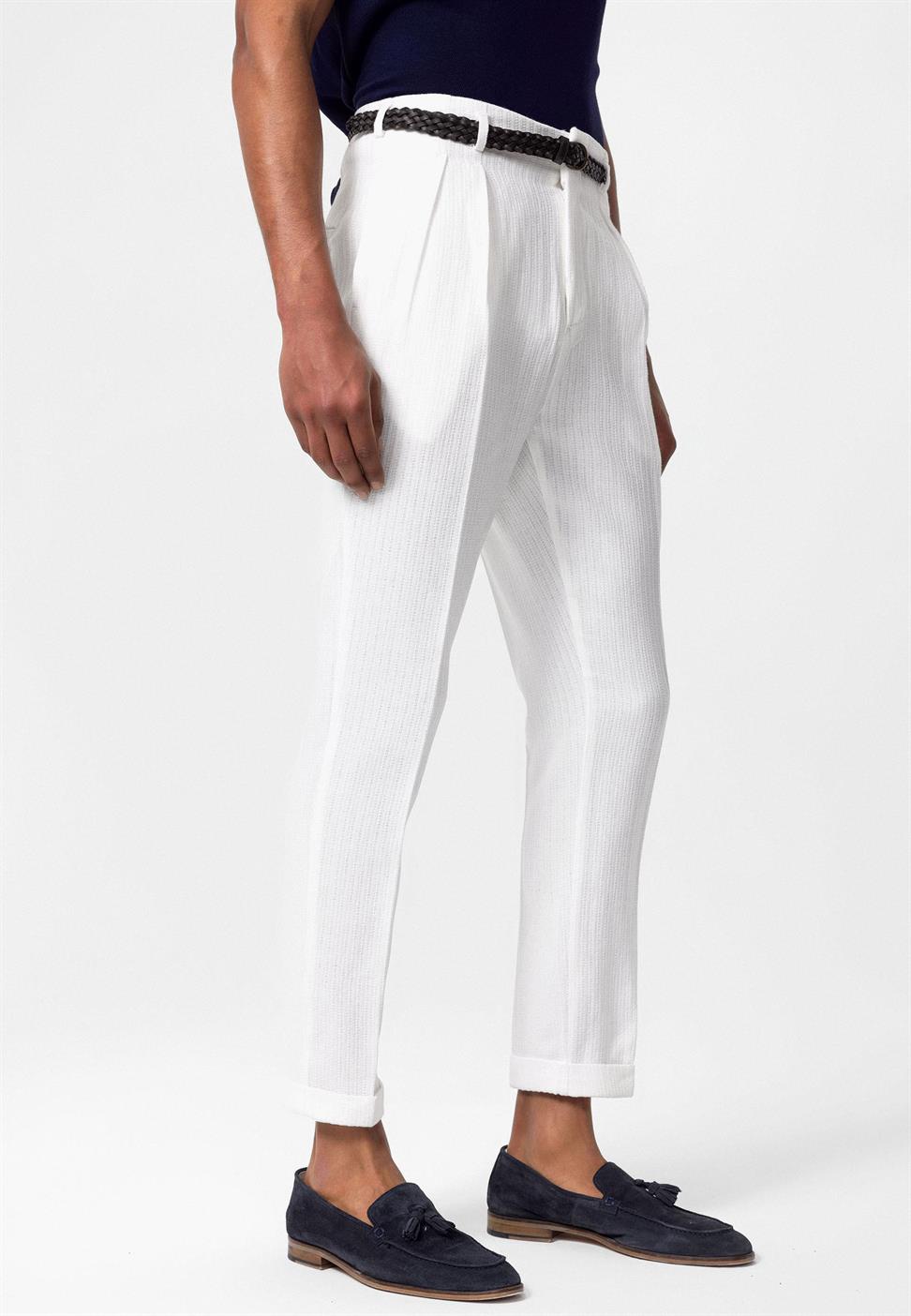 ارتفاع الخصر مربوط بنطلون مطوي للرجال