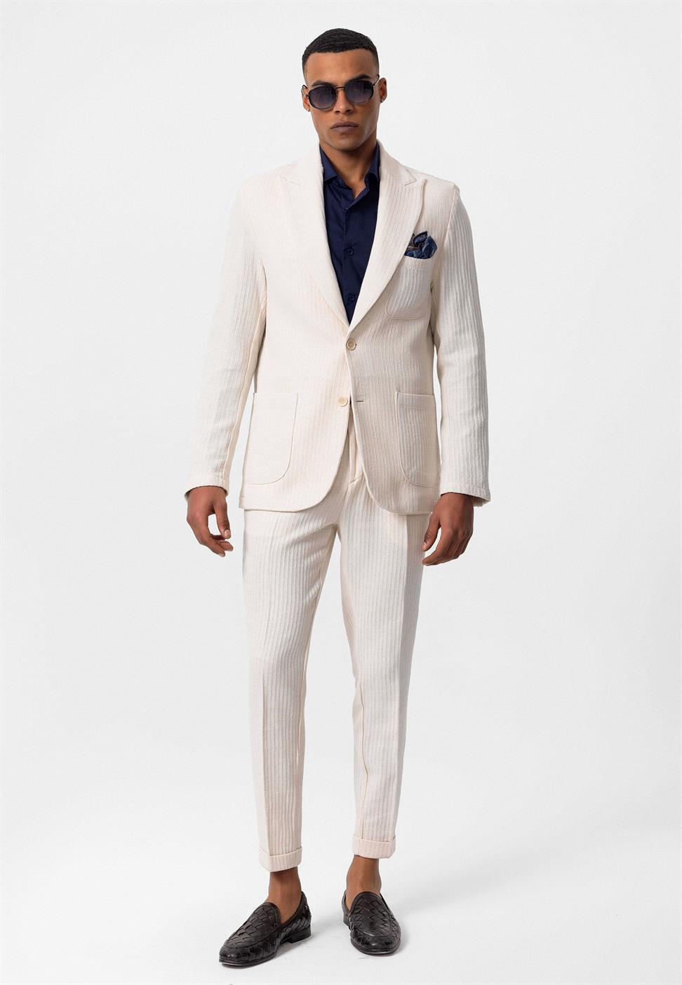 ارتفاع الخصر مربوط بنطلون مطوي للرجال